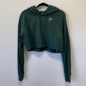 Gymshark Training Cropped Hoodie Green Large
